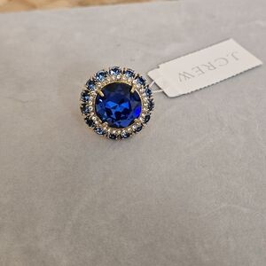J. Crew Sapphire Blue  and Gold cocktail Ring